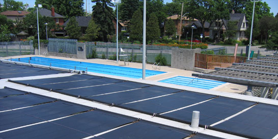 solar panels next to community pool