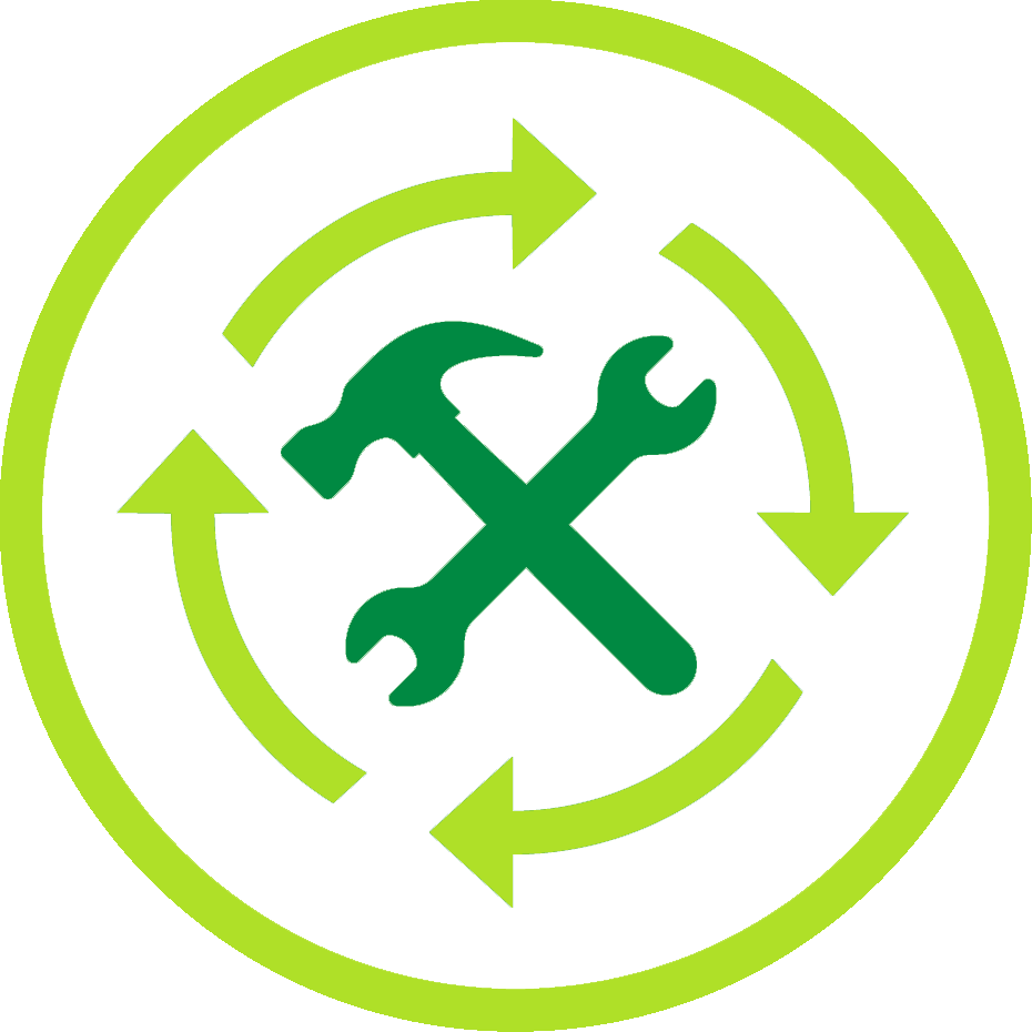 Icon showing tools and a cycle