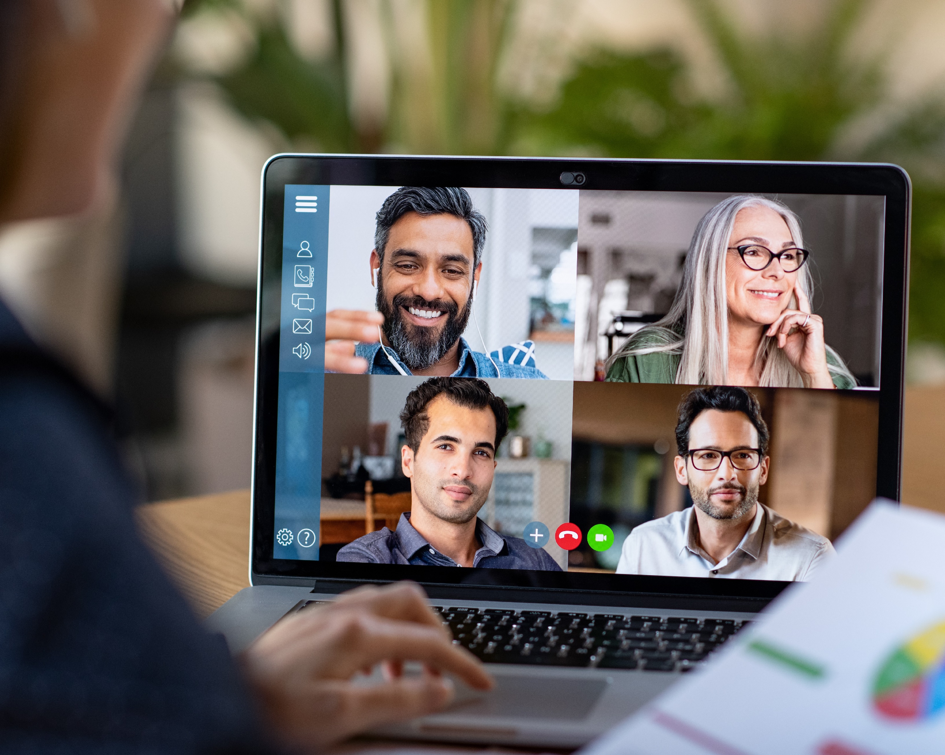 Video conferencing with a team.