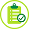 Icon of a green clipboard. 