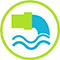 Icon of a sewer spouting water.