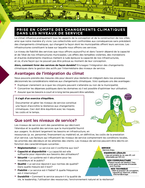 Couverture de prise en compte des changements climatiques dans les niveaux de service