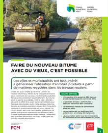  Image d’une fiche d’information intitulée << faire du nouveau bitume avec du vieux, c’est possible >> 