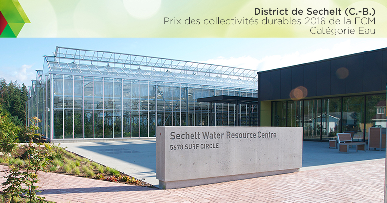Installation de traitement des eaux à Sechelt (Colombie-Britannique), qui a remporté un Prix des collectivités durables 2016