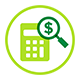 Icon of a magnifying glass over a calculator