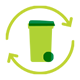 Icône d’une poubelle avec le symbole du recyclage autour