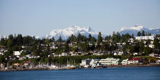 Vancouver coastline with mountains in the background