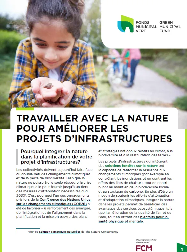 Fiches d’information : Faire appel à la nature pour améliorer les résultats des projets d'infrastructure
