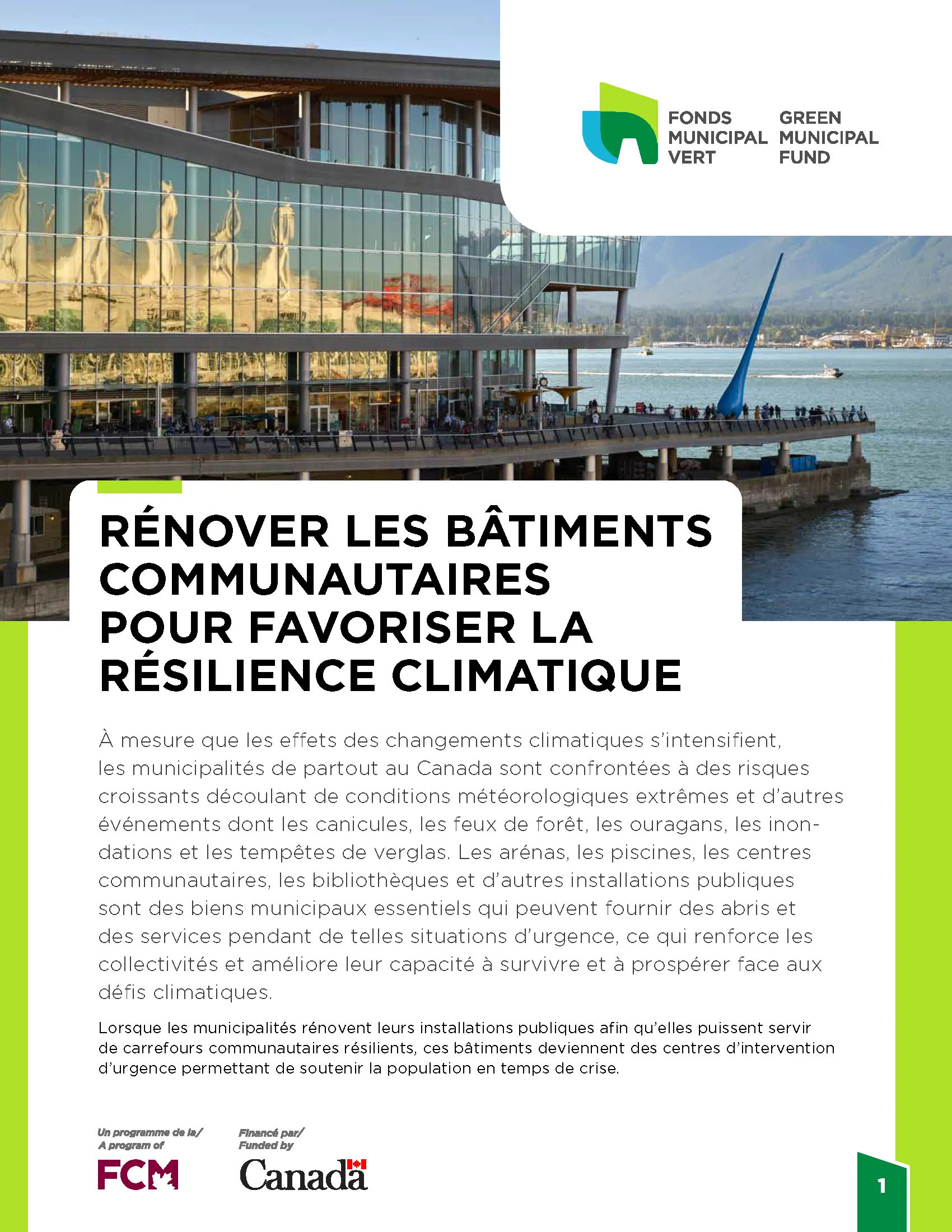 Front page of French CBR guide: Retrofitting community buildings to support climate resilience