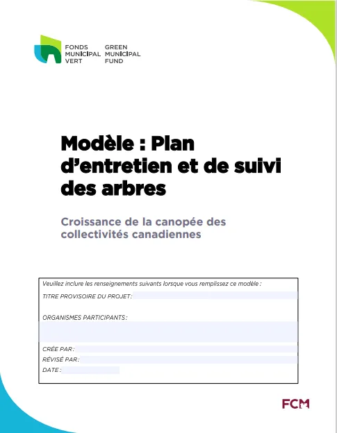 Couverture du modèle de plan d’entretien et de surveillance des arbres