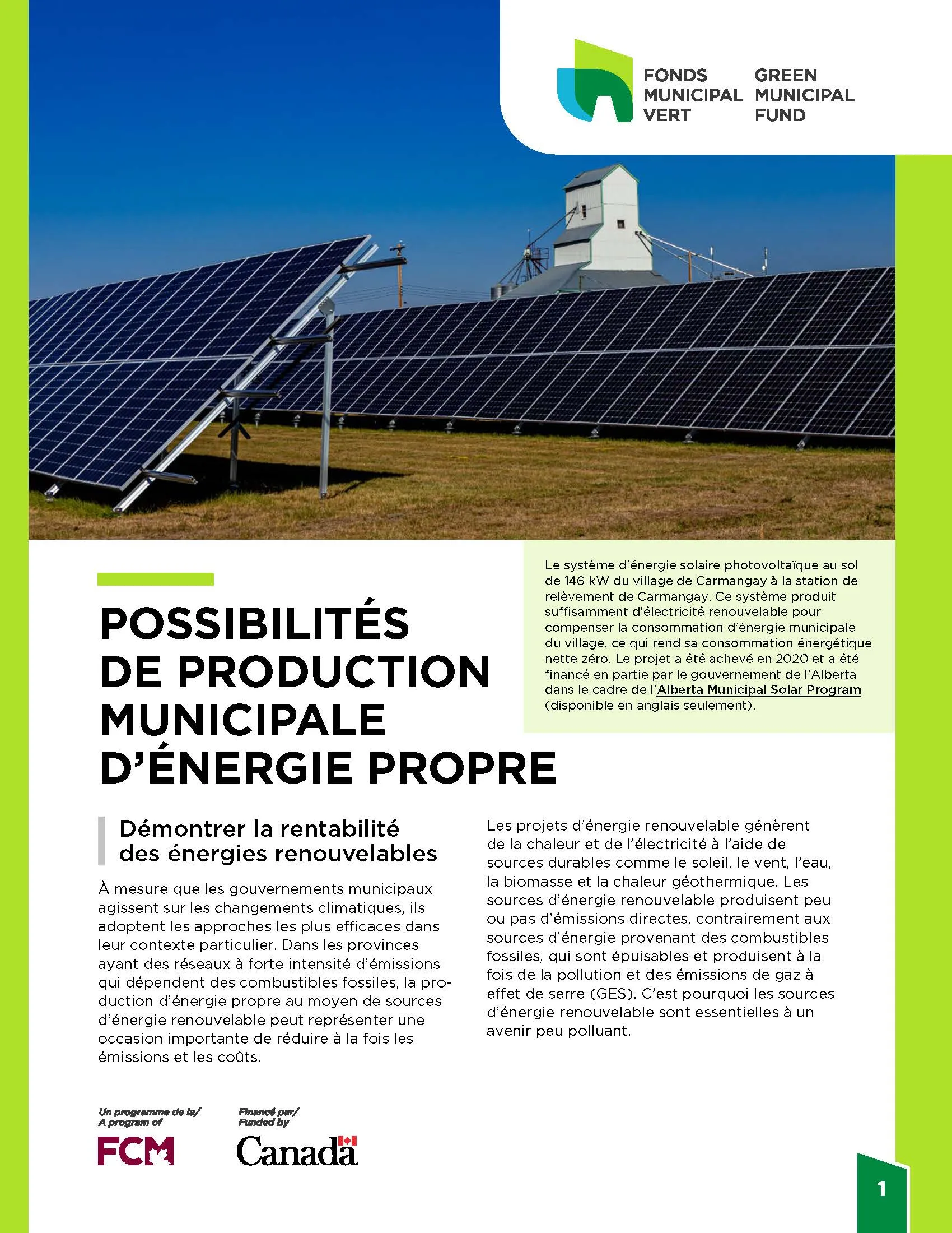 Photo de panneaux solaires sur la couverture d'un guide du FMV